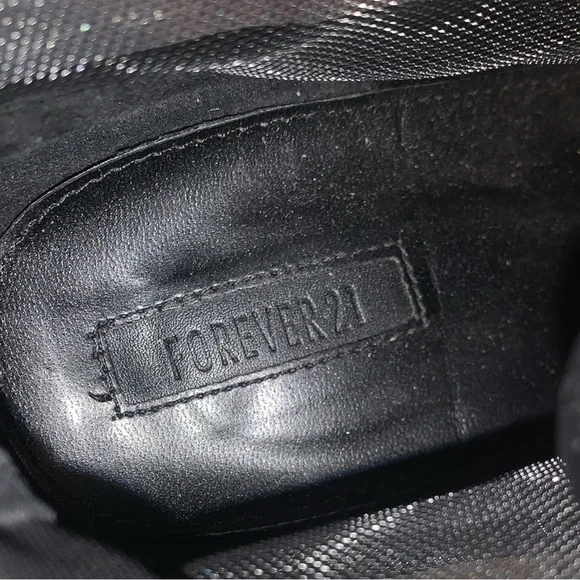 Forever 21 Black Mesh Ankle Booties Block Heel Boots Lace Up Moto Goth Sheer - Picture 8 of 8